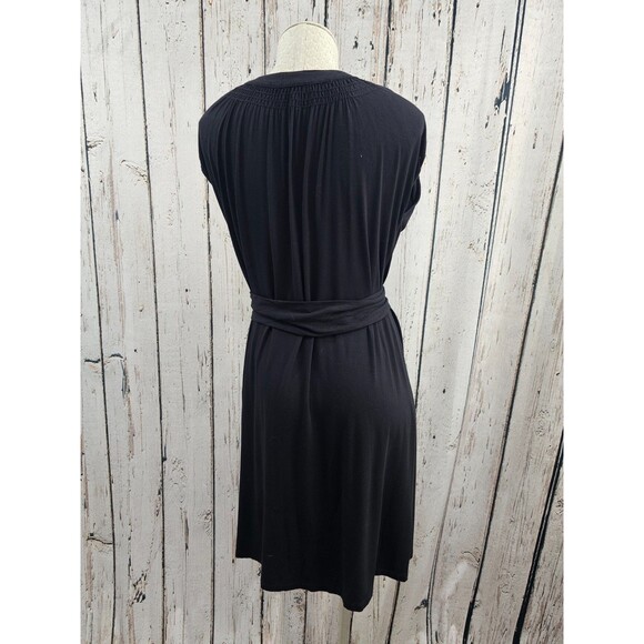 LM Women's M Iris Setlakwe Black Short Sleeve Belted Bamboo Soft Shirt Dress EUC - Picture 3 of 9